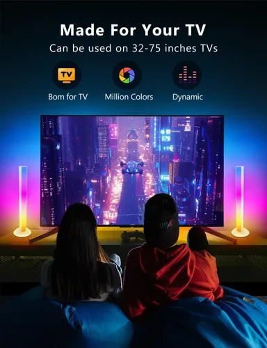 Vista 4 de Barra de luz RGB, barras de luz de juego con múltiples opciones de colocación, luces de juego LED inteligentes con sincronización de música y modos