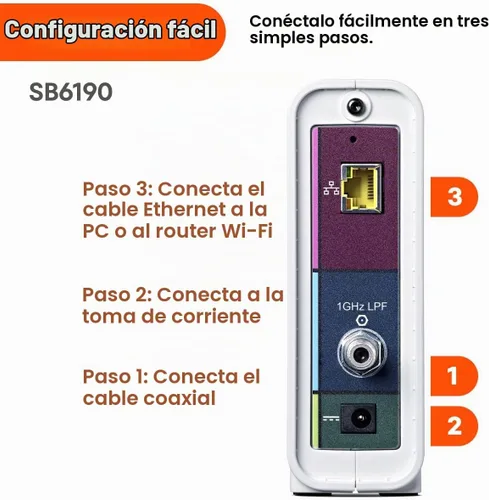 Vista 10 de ARRIS (SB6190) - Cable módem - DOCSIS 3.0 32x8 Gigabit Modem, [Consulte con su proveedor la compatibilidad] Puerto de 1 Gbps, velocidad máxima