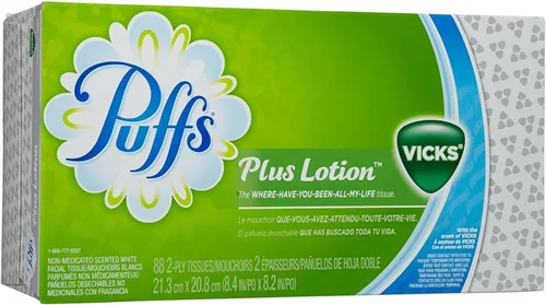 Vista 4 de Puffs Plus Lotion - Pañuelos faciales, cubo, 6 cajas (56 unidades cada una)
