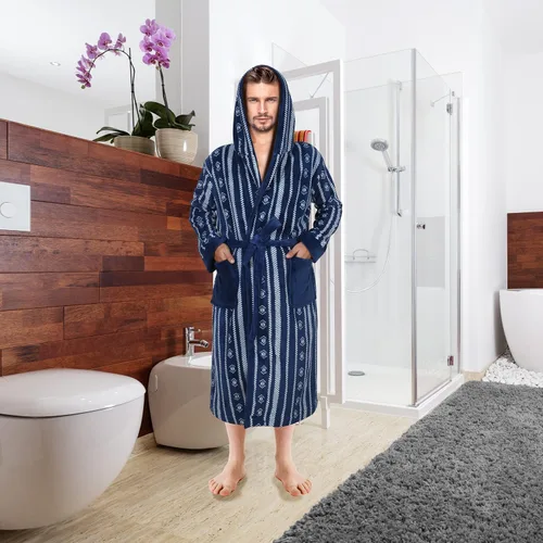 Vista 7 de NY Threads Mens Hooded Fleece Robe - Plush Long Bathrobes