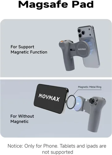 Vista 2 de MOVMAX Control remoto inalámbrico para DJI Osmo Pocket 4/3/2, soporte de teléfono Magsafe con joystick efecto Hall, batería de larga duración