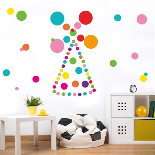 Vista 7 de PARLAIM Calcomanías de pared para dormitorio, sala de estar, calcomanías de pared de lunares para niños y niñas (130 círculos)