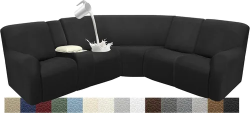 Vista 44 de Fundas impermeables de sofá reclinable modular para sofás reclinables, lavable en forma de L, para perros, fundas elásticas para sofá reclinable