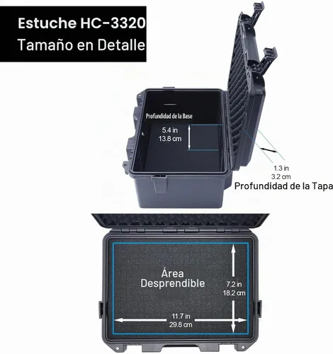 Vista 4 de Lykus HC-3320 Estuche rígido impermeable con espuma, tamaño interno 11.73