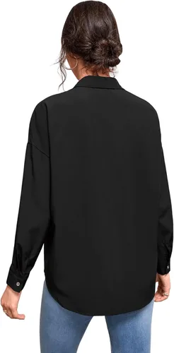 Vista 2 de SweatyRocks Blusa de gasa de manga larga con botones frontales para mujer