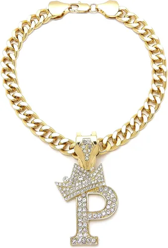 Vista 17 de Collar de cadena con letra inicial cubana para perro, collar de cadena para mascotas, gato, collar para cachorro (S, 25 cm)