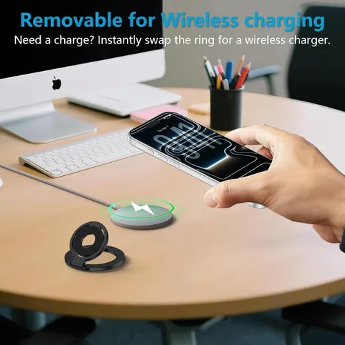 Vista 4 de Agarre magnético para teléfono, soporte plegable MagSafe para teléfono celular, soporte de anillo magnético de dos caras para Samsung Galaxy S26 S25