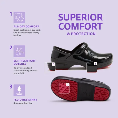 Vista 5 de Anywear SR Angel - Zuecos de enfermería, zapatos de trabajo antideslizantes para mujeres y hombres, zapatos de lactancia acolchados antideslizantes