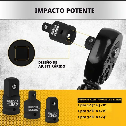 Vista 5 de Juego de llaves de vaso E-Torx invertidas de 17 piezas, acero Cr-V de impacto prémium E4 - E24 Star hembra para llave de impacto 1/2 3/8 1/4 Kit