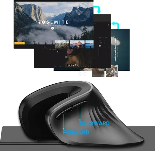 Vista 6 de Super Space Ratón vertical, mouse ergonómico con cable para computadora con 6 botones, 800120024003200 DPI mouse para juegos con cable para laptop