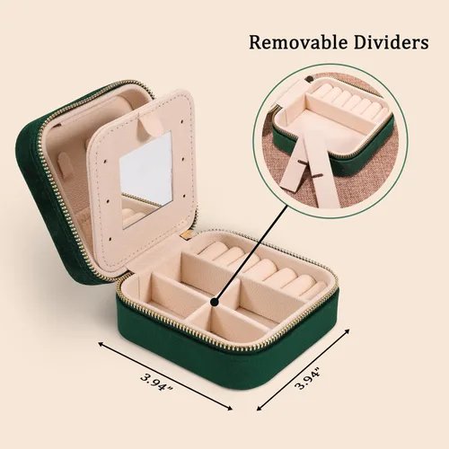 Vista 4 de GSPY Joyero de viaje, joyero de terciopelo con inicial, regalos personalizados para mujeres, joyero de viaje pequeño, organizador de joyas, regalos