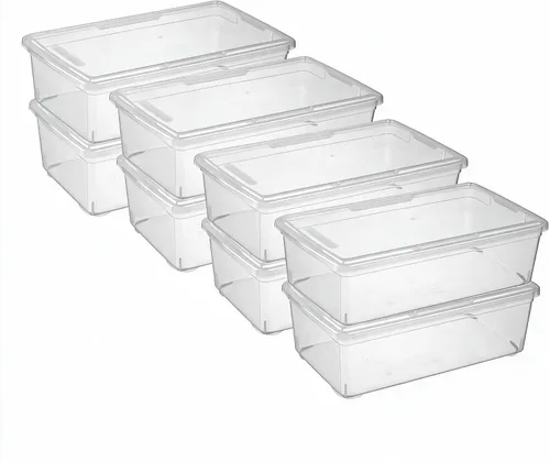 Vista 10 de novelinks Paquete de 8 contenedores de plástico transparente de 6 cuartos Blanco