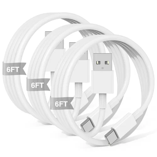 Vista 17 de Paquete de 3 cables negros [3.3 pies+3.3 pies + 6 pies] USB A a USB C, cable USB a USB C Carplay para iPhone 16 15 Pro Plus Pro Max, para iPad