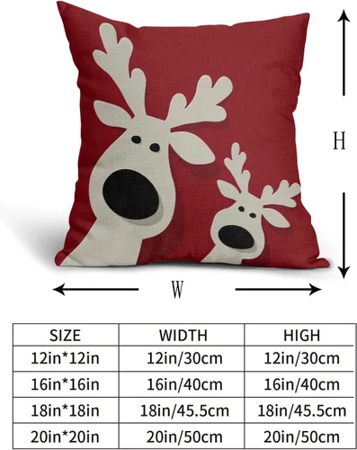 Vista 5 de Juego de 2 fundas de almohada rojas de Navidad de 16 x 16 pulgadas, decoración de Navidad de ciervos de Navidad, estampado de invierno, fundas