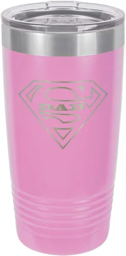 Vista 8 de SUPER DAD-B BLACK Vaso de bebida de 20 onzas con pajita Taza de viaje grabada con láser Comparar con Yeti Rambler Idea de regalo para papá