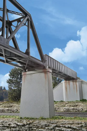 Vista 21 de Walthers Cornerstone Puente de ferrocarril de doble vía Pilar concreto pkg(2) 933-4553 HO Escala Modelo Ferrocarril - Kit de estructura