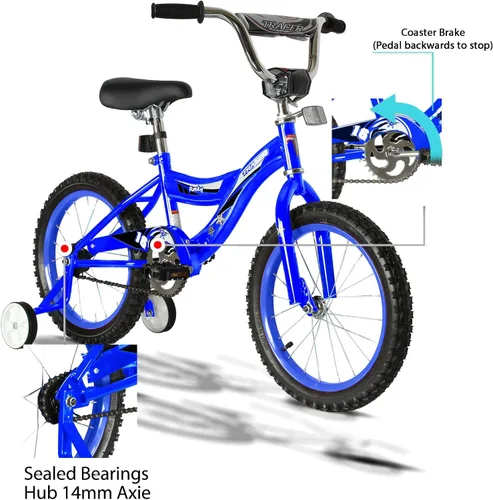 Vista 4 de Tracer Bicicleta infantil con ruedas de 16 y 20 pulgadas para niños y niñas Azul