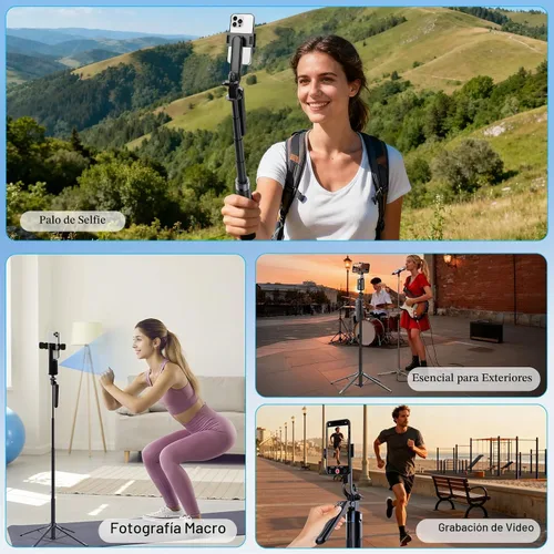 Vista 7 de Trípode para selfie con seguimiento facial automático con cardán de seguimiento inteligente desmontable, sin aplicación para disparar, kits de fotos