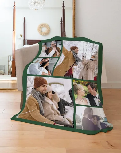 Vista 2 de Novgarden Manta personalizada con foto para novia/novio, "I LOVE You" personalizada de Navidad para pareja, mantas de franela con fotos