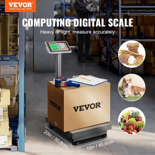 Vista 2 de VEVOR Báscula de plataforma digital para computación, carga de 660 libras, báscula de piso de computación de precisión de 0.1 libras con LB/kg