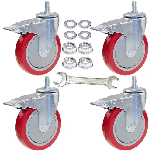 Vista 10 de DICASAL Ruedas de vástago resistente de 3 pulgadas Ruedas de rosca giratorias de 360 grados con tamaño métrico M12-1.75 Tornillo de doble bloqueo