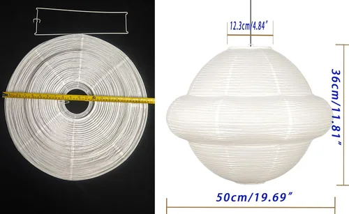 Vista 6 de Pantalla de lámpara de papel, pantalla colgante de linterna de papel plegable blanca, faroles de techo para dormitorio, apartamento