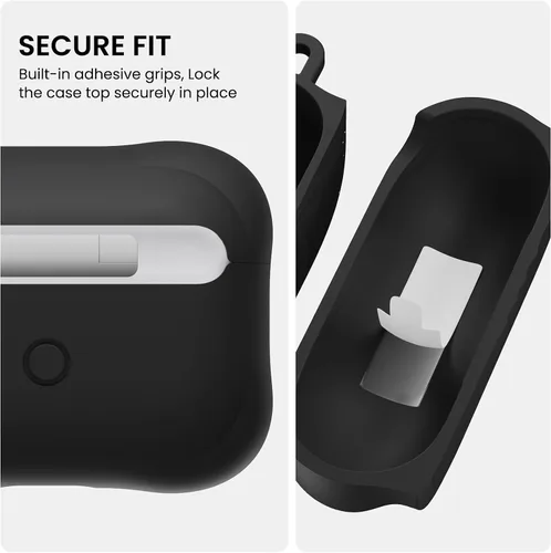 Vista 8 de ORNARTO Vortuxe - Funda para iPhone 16 Pro Max de 6.9 pulgadas, color negro + funda para AirPods Pro 2 en negro