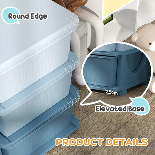 Vista 5 de Qaba - Unidad de almacenamiento para niños con 3 cajones, apilables, de 3 niveles, para dormitorio, guardería, sala de juegos, sala de estar, niños