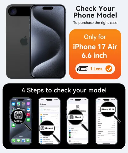 Vista 99 de CANSHN Funda magnética compatible con iPhone Air (6.5 pulgadas), mejorada [protección completa de la cámara] [compatible con Magsafe]