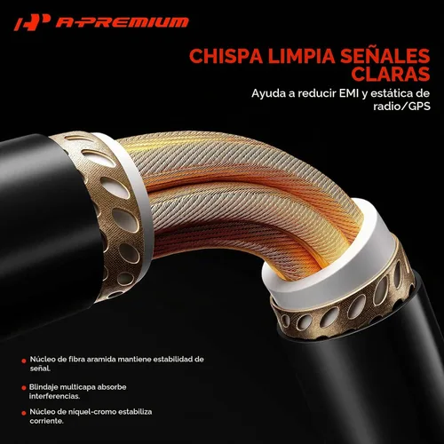 Vista 6 de A-Premium Juego de 4 cables de bujía de 0.276 in, 2.0L L4 compatibles
