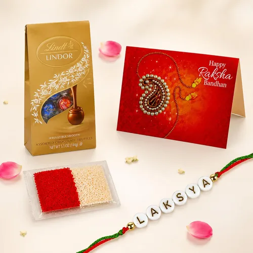Vista 2 de LOVENSPIRE Nombre personalizado Rakhi para hermano Raksha Bandhan de diseñador hecho a mano hilo Rakhi para Bhaiya Nombre personalizado Rakhi