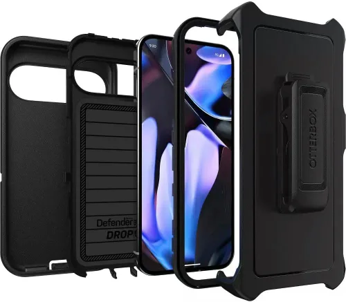 Vista 6 de OtterBox Funda para Google Pixel 9 Pro XL (solamente) - Defender Series - Negro - Resistente y duradera - con protección de puerto - Incluye soporte