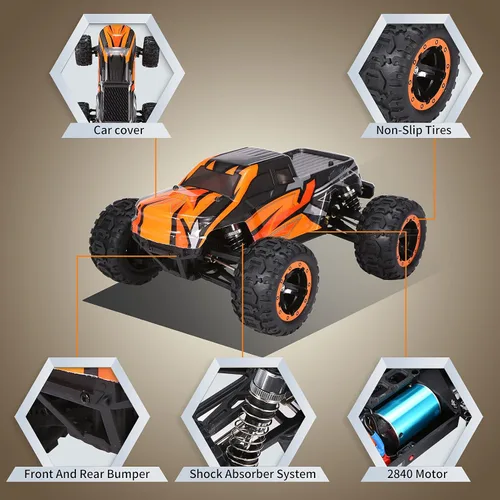 Vista 5 de GoolRC 16889A Pro RC Cars, coche de control remoto a escala 1:16, 4WD 45KM/H de alta velocidad sin escobillas motor RC camión, 2.4GHz todo terreno