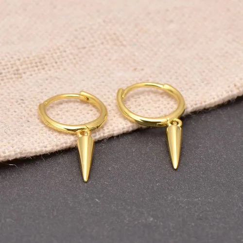 Vista 3 de Aretes colgantes de plata de ley 925 con pequeños aretes redondos