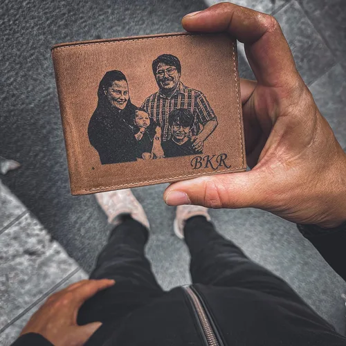 Vista 7 de SFdizayn Cartera de fotos personalizada para hombres, cartera con nombres grabados para él, cartera de fotos personalizada para marido, regalos