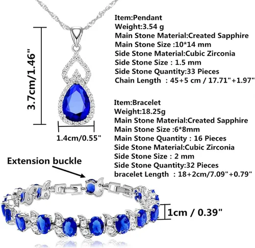 Vista 7 de LMXXVJ Juego de joyas para mujer collar chapado en platino anillo abierto aretes pulsera para cumpleaños aniversario día de la madre regalos