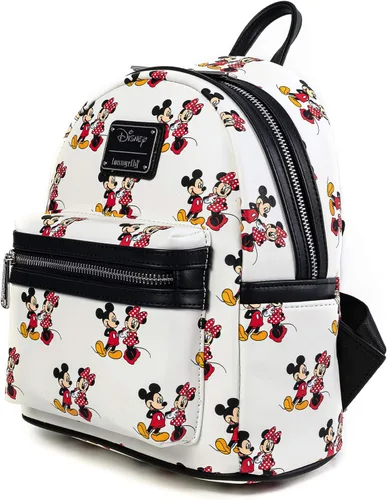 Vista 2 de Loungefly Disney Mickey and Minnie Mouse AOP - Bolso de hombro con doble correa para mujer Multi