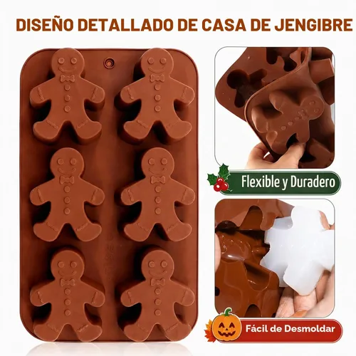 Vista 4 de Molde de silicona para hornear de hombre de jengibre, 6 cavidades