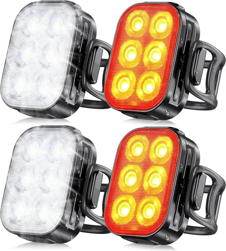 Vista 8 de Zewdov Bike Lights for Night Riding, Rechargeable Bike Light Front and Back