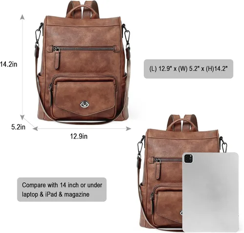 Vista 3 de CLUCI - Mochila de piel convertible para mujer bolsa de libros grande mochila antirrobo