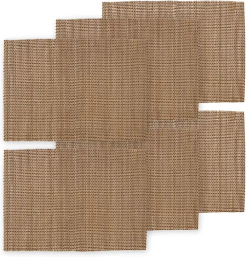 Vista 9 de BambooMN Mantel individual de bambú/tapete rodante de sushi - 18" x 13" - marrón, 4 piezas