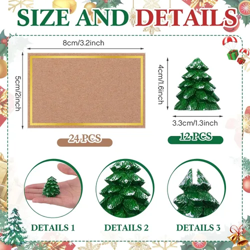 Vista 2 de Watersay 12 Piezas Portadores de Tarjetas de Lugar en Forma de Árbol de Navidad con Tarjetas de Asiento, Soportes para Números de Mesa, Tarjetas