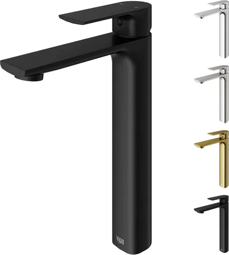 Vista 13 de VIGO Davidson - Grifo de lavabo de baño de un solo mango, 6 pulgadas, negro mate, diseño moderno, latón macizo, válvula de disco WaterSense