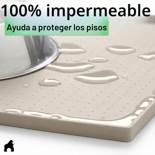 Vista 4 de GORILLA GRIP Alfombrilla para mascotas 100% impermeable con bordes elevados de silicona sin BPA, alfombrillas para comida de gatos y perros que Beige