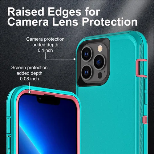 Vista 3 de YKHJKLEC para iPhone 13 Pro Max, funda militar grado 3 en 1 resistente a golpes/caídas/polvo con 2 piezas de protector de pantalla de vidrio