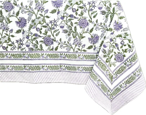 Vista 68 de ATOSII Mantel 100% algodón, Amara, floral, hecho a mano, rectangular, de lino, para cocina, comedor, fiestas, bodas, exteriores, picnics, Pascua