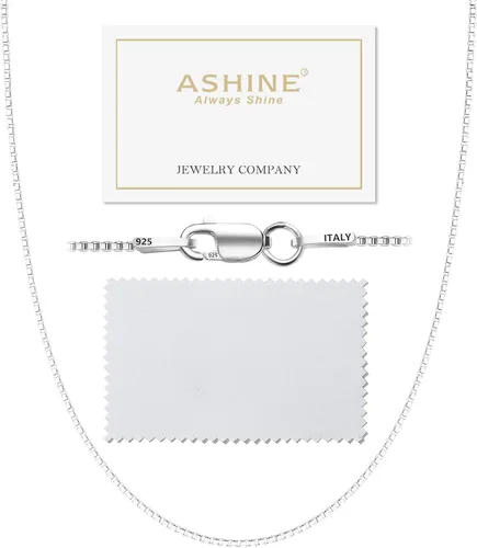 Vista 11 de ASHINE 925 Sterling Silver Box Chain Necklace for Women, 1mm 0.8mm Replacement Link Chain for Pendants, Dainty & Sturdy Necklace Available in 16-36