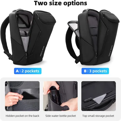 Vista 7 de Mozee - Mochila de negocios, bolsa impermeable para viajes y vuelos, compatible con laptops de 17.3 pulgadas con enchufe de carga USB