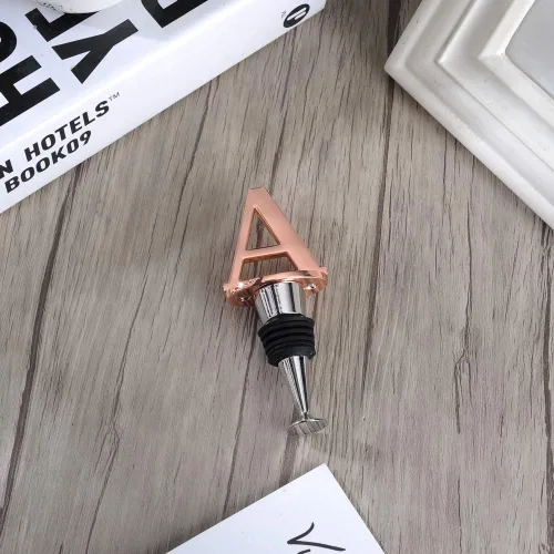 Vista 6 de Miicol Tapón para Botella de Vino, Tapón para Prosecco, Tapón de Vino de Oro Rosa, Tapón de Champán Personalizado, Tapón de Vino con Inicial, Regalo