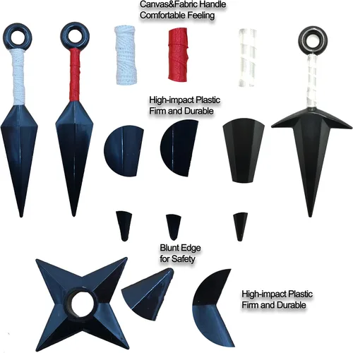 Vista 4 de BMARLF Ninja Cosplay Kunai - Juego de 10 piezas de accesorios de plástico Ninja